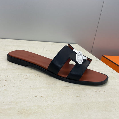 HM 26ss  Oran Sandals Brown Black Calfskin 607221
